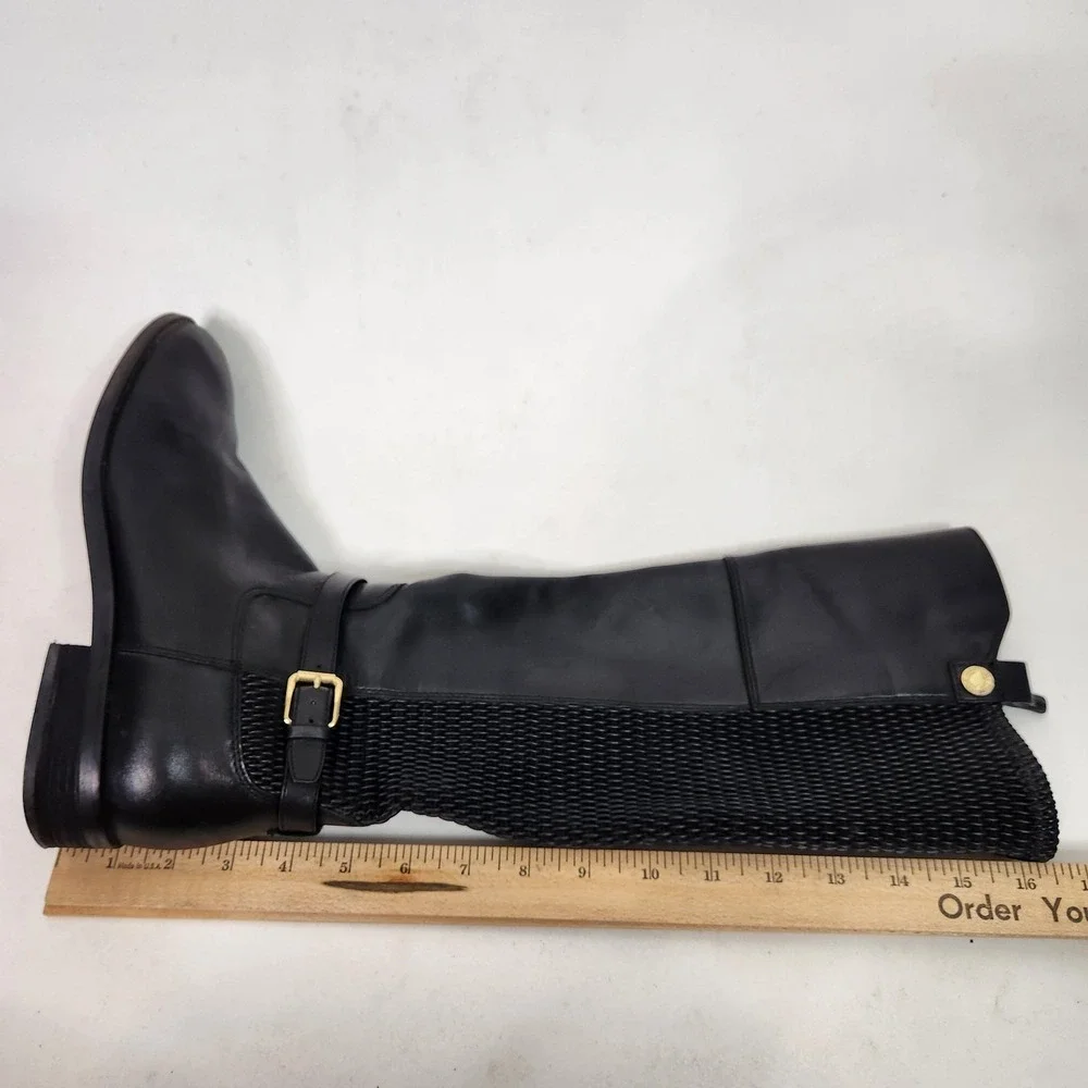 COLE HAAN Boots Womens‎ 8B Clove Riding Knee High Leather Gold Buckle Classic